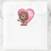 Lion Valentinstag Runder Aufkleber (Tasche)
