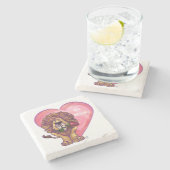 Lion Valentinstag Steinuntersetzer (Seitenansicht)