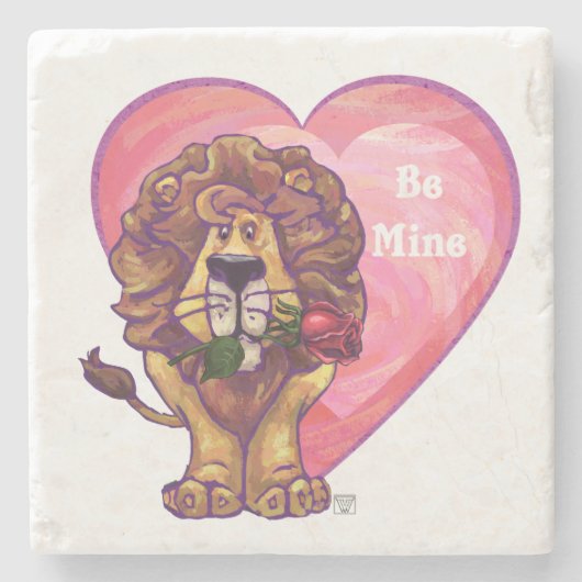 Lion Valentinstag Steinuntersetzer (Vorderseite)