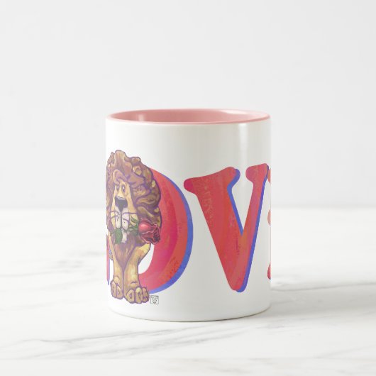 Lion Valentinstag Zweifarbige Tasse (Mittel)