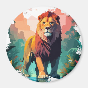 Lion Vector Art Animal Majestic Nature Wildife Magnet