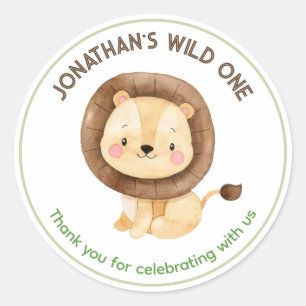 Lion Vielen Dank, Boy Birthday Favor Stickers Safa