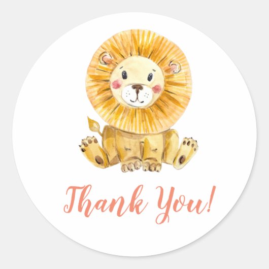 Lion Vielen Dank Runder Aufkleber (Vorderseite)