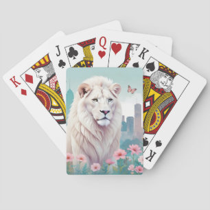 Lion Vintag Animal Nature Blume Malerei Spielkarten