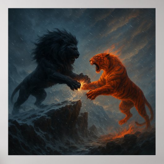 Lion vs Tiger – Clash of Elements Poster (Vorne)