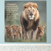 Lion Wall Art - Kraft, Schutz und Familienfreundli Leinwanddruck (Insitu (Holzboden))