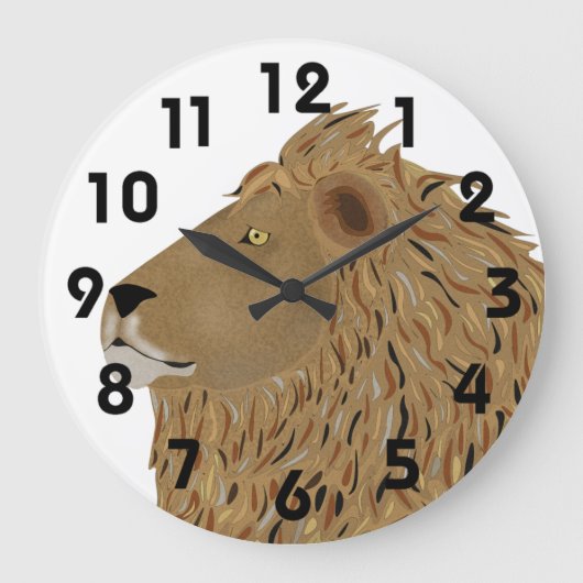 Lion Wall Clock Große Wanduhr (Vorderseite)