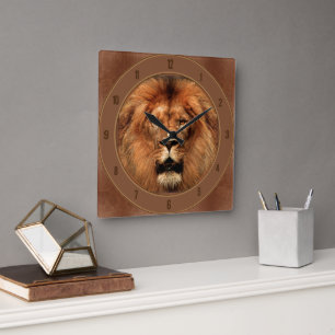 Lion 🦁 Wall Clock Quadratische Wanduhr