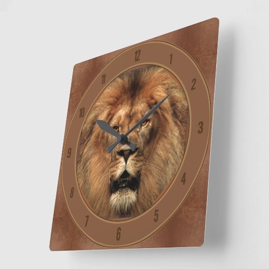 Lion 🦁 Wall Clock Quadratische Wanduhr (Winkel)