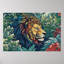 Lion Wall Poster, Art Illustration Poster