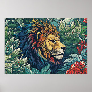 Lion Wall Poster, Art Illustration Poster