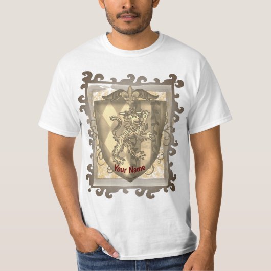 Lion-Wappen-Streifen Schild T-Shirt (Vorderseite)