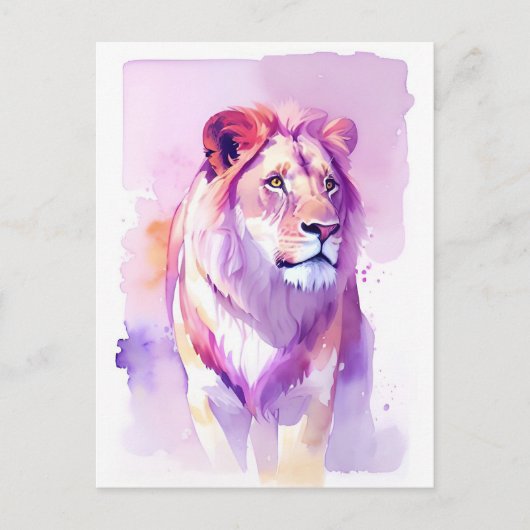 Lion Watercolor Portrait 3 Postkarte (Vorderseite)