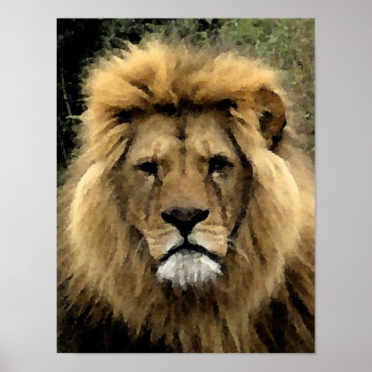 Lion Watercolor Portrait - Leinwand Poster (Vorne)