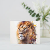 Lion Watercolor Postcard Postkarte (Stehend Vorderseite)