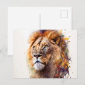 Lion Watercolor Postcard Postkarte (Vorne/Hinten)