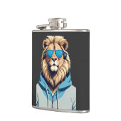 Lion Wearing Hoodie Funny Coole Tierart Flachmann (Links)