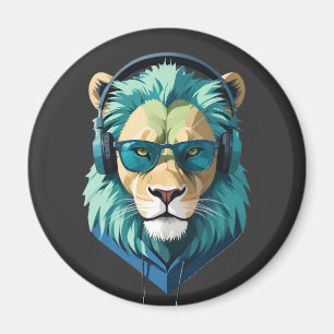 Lion Wearing Hoodie Funny Coole Tierart Magnet
