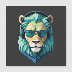 Lion Wearing Hoodie Funny Coole Tierart Magnetkarte