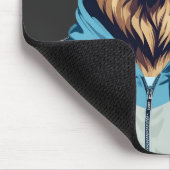 Lion Wearing Hoodie Funny Coole Tierart Mousepad (Ecke)