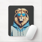 Lion Wearing Hoodie Funny Coole Tierart Mousepad (Mit Mouse)