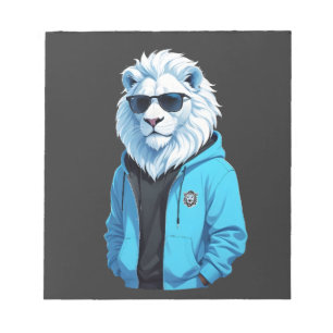Lion Wearing Hoodie Funny Coole Tierart Notizblock