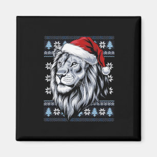Lion Weihnachtsmannmütze Ugly Christmas Sweater Li Magnet