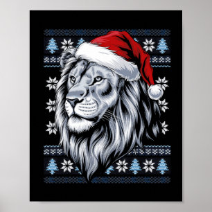 Lion Weihnachtsmannmütze Ugly Christmas Sweater Li Poster