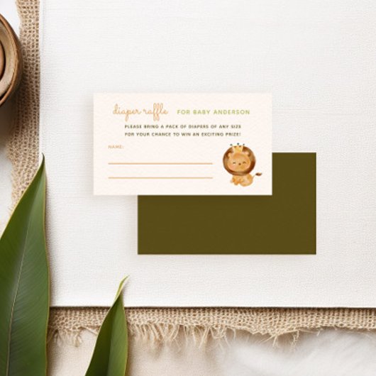 Lion Wild Jungle Baby Duwer Diaper Raffle Begleitkarte