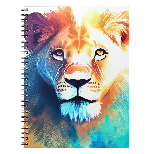 Lion Wild Nature Animal Color Art Malerei Notizblock (Vorderseite)