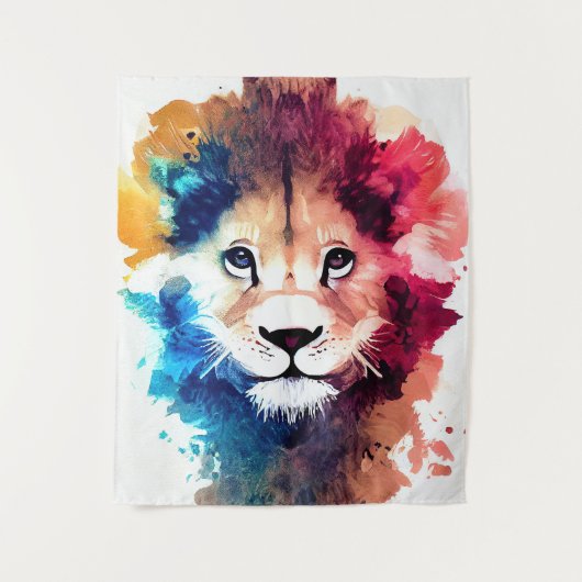 Lion Wild Nature Animal Color Art Malerei Wandteppich (Vorderseite)
