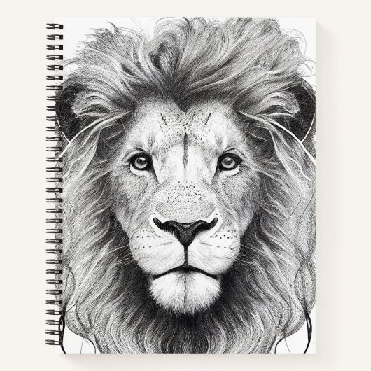 Lion Wild Nature Animal Illustration Zeichnend Kun Notizblock (Vorderseite)