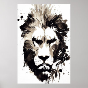 Lion Wild Nature Free Spirit Art Pinselstrich Poster