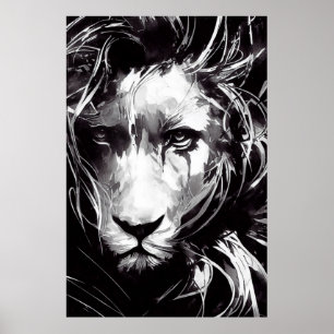 Lion Wild Nature Free Spirit Art Pinselstrich Poster