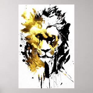 Lion Wild Nature Free Spirit Art Pinselstrich Poster