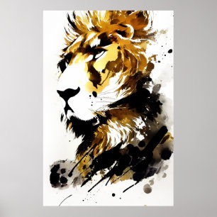 Lion Wild Nature Free Spirit Art Pinselstrich Poster