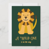 Lion Wild One Baby Dusche, Jungle Safari Thema Einladung (Vorderseite)