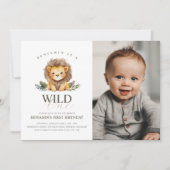 Lion Wild One Birthday Foto Einladung (Vorderseite)