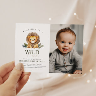 Lion Wild One Birthday Foto Einladung