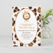 Lion Wild One Firs Geburtstagsparty Einladung (Stehend Vorderseite)