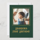 Lion Wild One First Birthday, Jungle Safari Foto Einladung (Rückseite)