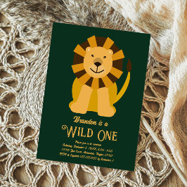 Lion Wild One First Birthday, Jungle Safari Foto Einladung