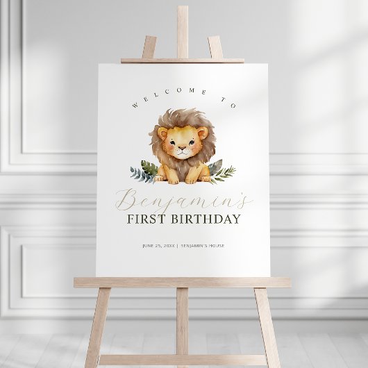 Lion Wild One Geburtstag Begrüßungszeichen Poster