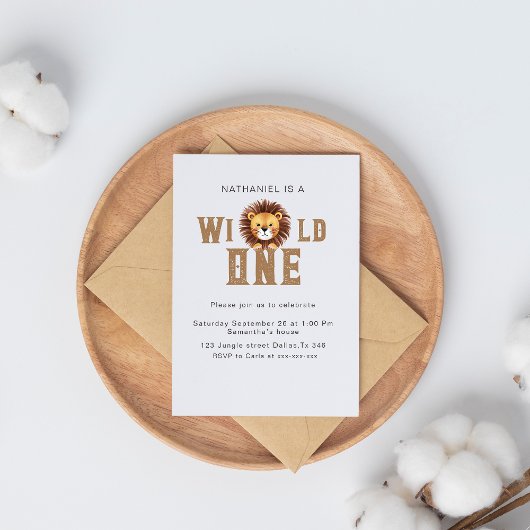 Lion wild one Geburtstag Einladung