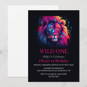 Lion Wild One Geburtstag Einladung (Vorne/Hinten)