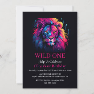 Lion Wild One Geburtstag Einladung