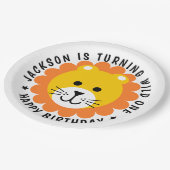 Lion Wild One Jungle Safari Kindergeburtstag Pappteller (Schrägansicht)