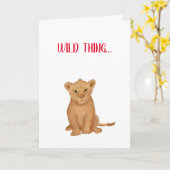 Lion 'Wild Sache Ich denke, ich Liebe dich' Karte (Gelbe Blume)