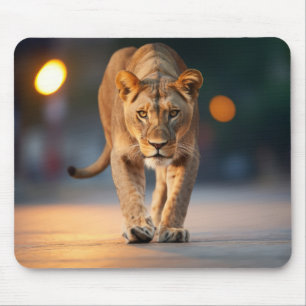 Lion Wildlife Animal auf der Straße im Freien Mousepad