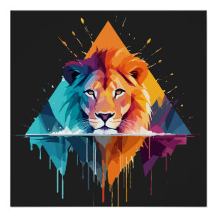 Lion Wildlife Animal Nature Outdoor Water color Poster